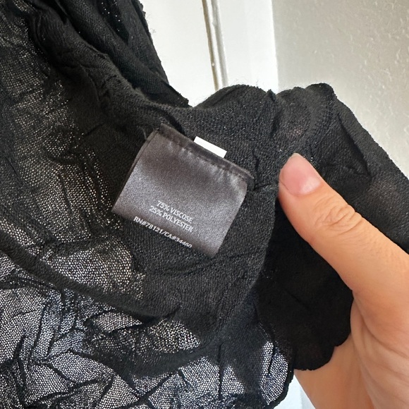 Eileen Fisher Black Crinkled Sheer Short Sleeve Open Cardigan Size S lightweight - Picture 4 of 10